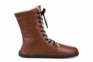 Women's Ahinsa Jaya Zip-up Barefoot Winter Boots Brown | JMX7118WC