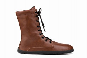 Women's Ahinsa Jaya Zip-up Barefoot Winter Boots Brown | ADU9446TR