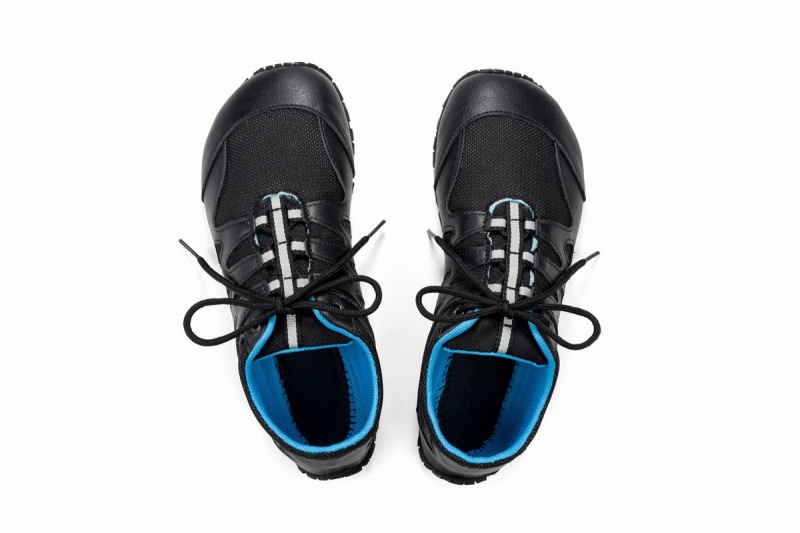 Men's Ahinsa Chitra Run Barefoot Running Shoes Black Blue | IQA1465VJ