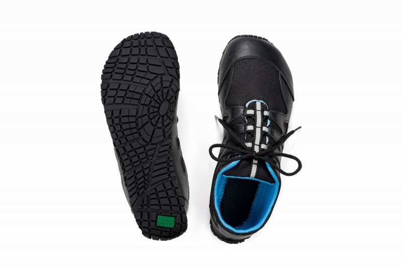 Men's Ahinsa Chitra Run Barefoot Running Shoes Black Blue | IQA1465VJ