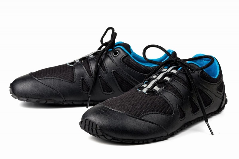 Men's Ahinsa Chitra Run Barefoot Running Shoes Black Blue | IQA1465VJ