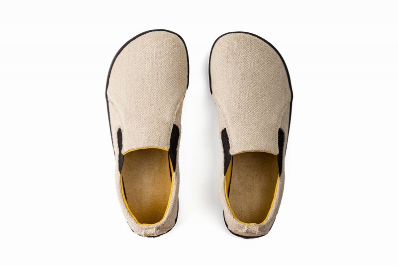 Men's Ahinsa Hemp Barefoot Slip On Sneakers Beige | DIP546KF