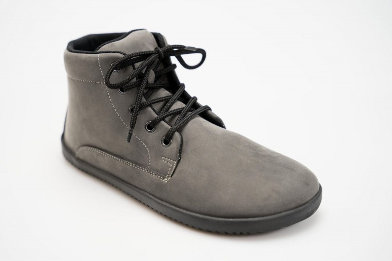 Men's Ahinsa Sundara Nubuck Barefoot Ankle Boots Grey | HVC9737HO