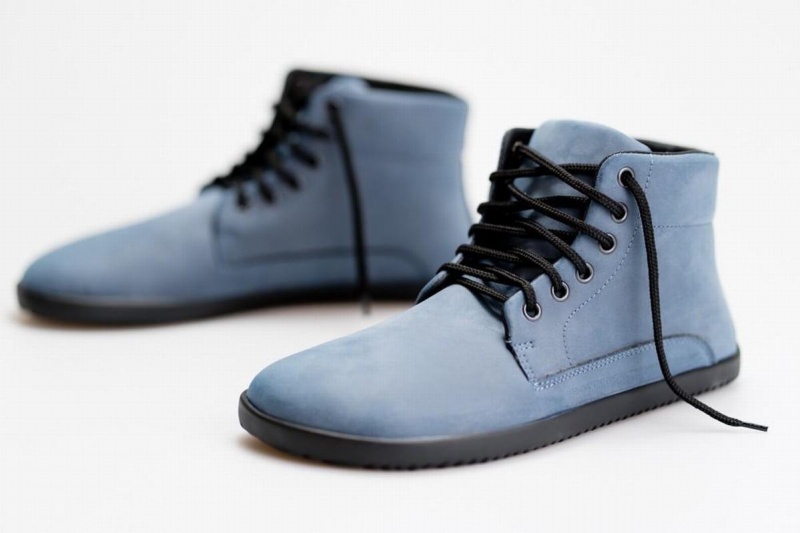 Men's Ahinsa Sundara Nubuck Barefoot Ankle Boots Blue | FFL1895JT