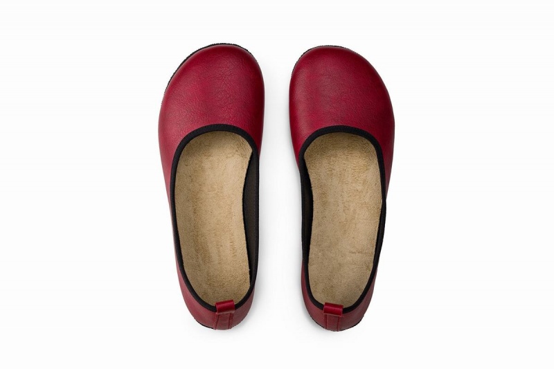 Women's Ahinsa Ananda Narrow Barefoot Ballet Flats Burgundy | YKL5940NS