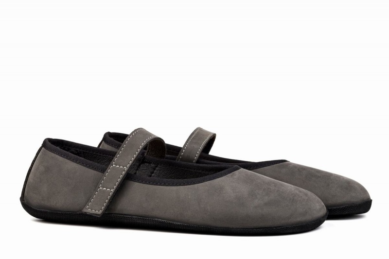 Women's Ahinsa Ananda Nubuck Barefoot Ballet Flats Grey | CVB6738PP