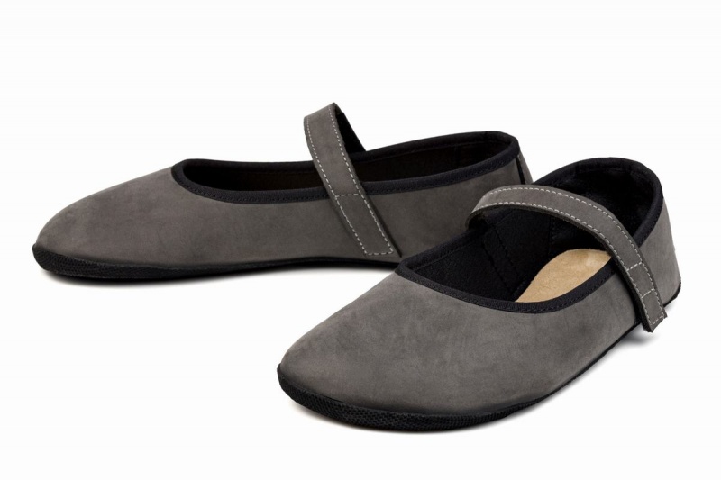 Women's Ahinsa Ananda Nubuck Barefoot Ballet Flats Grey | CVB6738PP