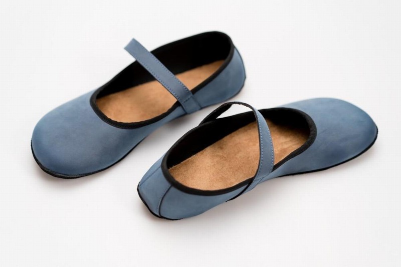 Women's Ahinsa Ananda Nubuck Barefoot Ballet Flats Blue | IXT3983CH