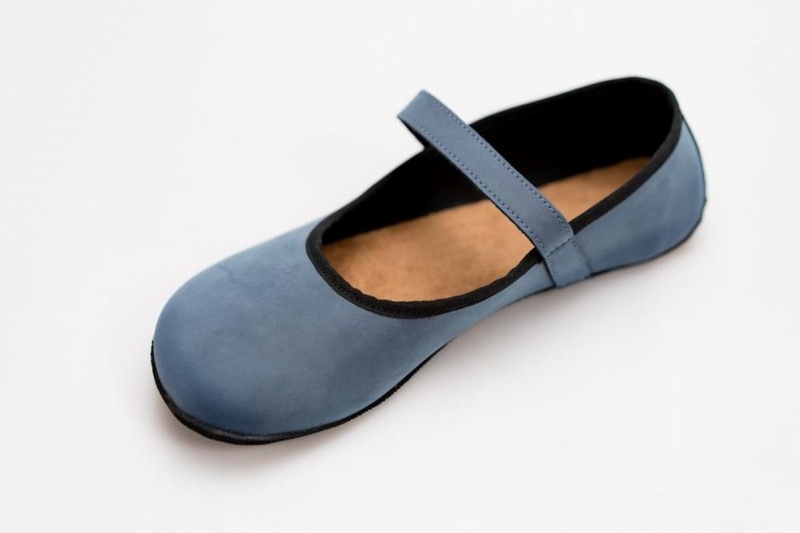 Women's Ahinsa Ananda Nubuck Barefoot Ballet Flats Blue | IXT3983CH