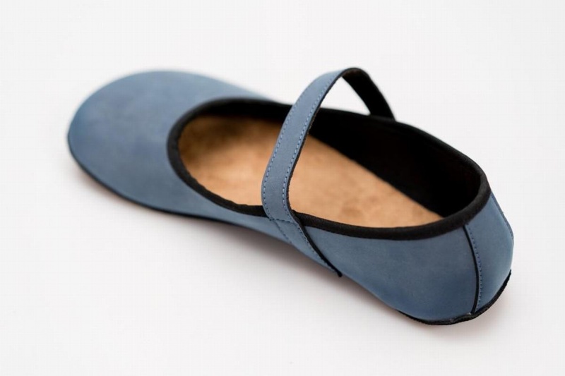 Women's Ahinsa Ananda Nubuck Barefoot Ballet Flats Blue | IXT3983CH