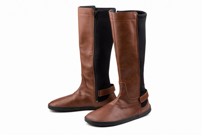 Women's Ahinsa Barefoot Tall Boots Brown | ETH2810UC