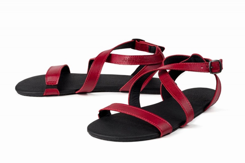 Women's Ahinsa Hava Barefoot Sandals Burgundy | CDH2292WX