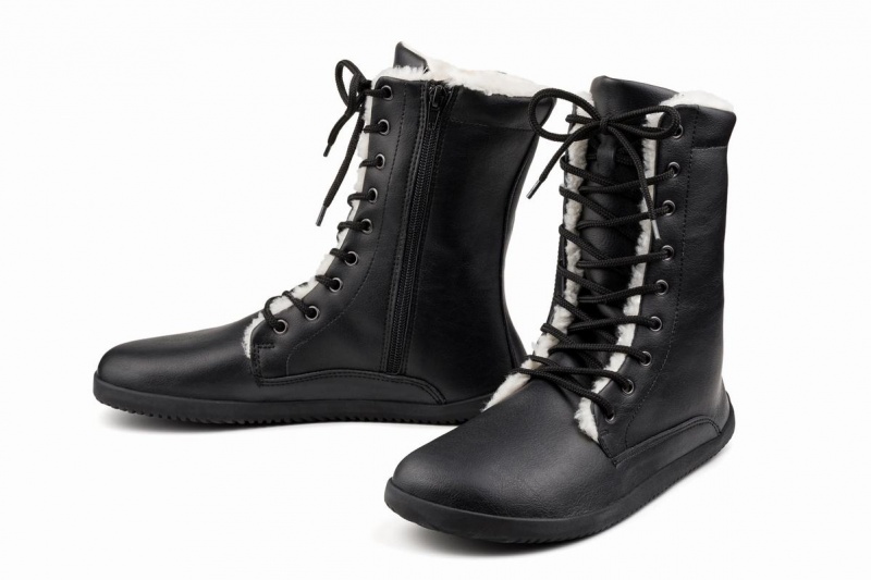 Women's Ahinsa Jaya Zip-up Barefoot Winter Boots Black | EMK2822XD