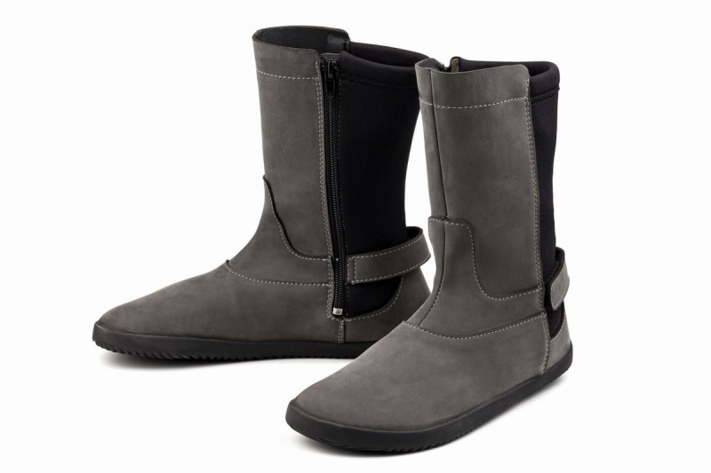 Women's Ahinsa Nubuck Barefoot Mid-Calf Boots Grey | SBD179FN